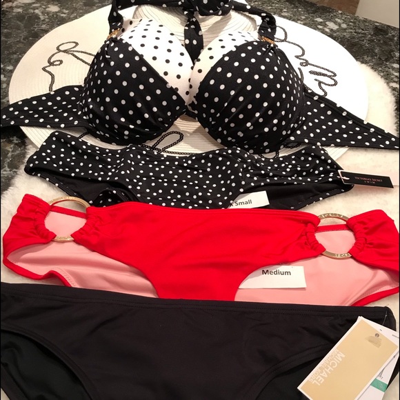 Victoria’s Secret bikini push up poke dot two toned 34DD/S or other bottoms - Picture 14 of 15